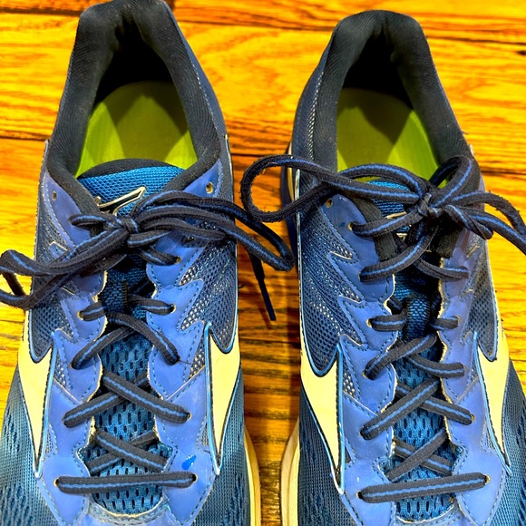 MIZUNO MENS WAVE RIDER 20 BLUE AND WHITE RUNNING SHOES SIZE 13 - Picture 2 of 8